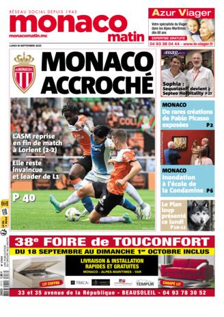 Couverture du magazine "Monaco-matin" n°20230918