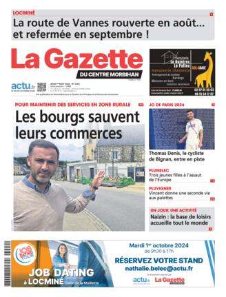 Couverture du magazine "La Gazette du Centre Morbihan" n°20240801